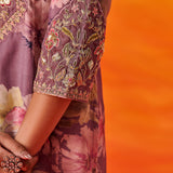 Aanchal Lavender Embroidered Muslin Suit Set with Dupatta