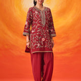 Vaara Kalini Maroon Embroidered Suit Set with Dupatta