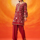 Vaara Kalini Maroon Embroidered Suit Set with Dupatta