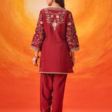 Vaara Kalini Maroon Embroidered Suit Set with Dupatta