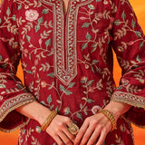 Vaara Kalini Maroon Embroidered Suit Set with Dupatta