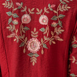 Vaara Kalini Maroon Embroidered Suit Set with Dupatta