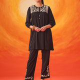 Amaryllis Black Embroidered A-line Co-ord Set