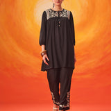 Amaryllis Black Embroidered A-line Co-ord Set