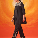 Amaryllis Black Embroidered A-line Co-ord Set