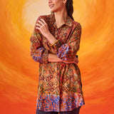 Ina Red Printed Shantoon Tunic