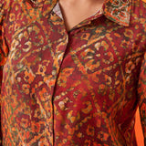 Ina Red Printed Shantoon Tunic