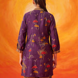 Inaayat Purple Printed Chanderi Straight Kurti