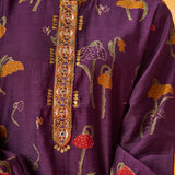 Inaayat Purple Printed Chanderi Straight Kurti