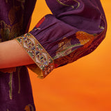 Inaayat Purple Printed Chanderi Straight Kurti