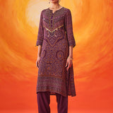 Amara Purple Printed Shantoon Suit Set with Dupatta