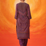 Amara Purple Printed Shantoon Suit Set with Dupatta