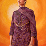 Amara Purple Printed Shantoon Suit Set with Dupatta