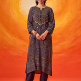 Amara Blue Printed Shantoon Suit Set with Dupatta