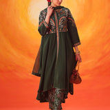 Vaara Nazma Emerald Green Embroidered Georgette Anarkali Suit Set with Dupatta