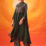 Vaara Nazma Emerald Green Embroidered Georgette Anarkali Suit Set with Dupatta