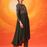 Vaara Nazma Emerald Green Embroidered Georgette Anarkali Suit Set with Dupatta