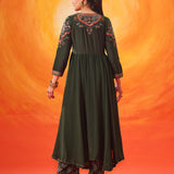 Vaara Nazma Emerald Green Embroidered Georgette Anarkali Suit Set with Dupatta