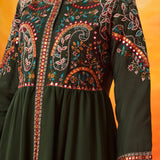 Vaara Nazma Emerald Green Embroidered Georgette Anarkali Suit Set with Dupatta