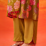 Eshani Green Floral Printed Chanderi Suit Set with Dupatta