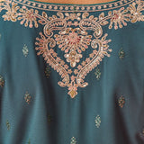 Hrida Teal Embroidered Georgette Suit Set with Dupatta