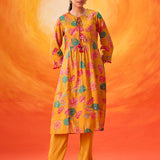 Eshani Mustard Floral Printed Chanderi Suit Set with Dupatta