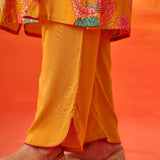 Eshani Mustard Floral Printed Chanderi Suit Set with Dupatta
