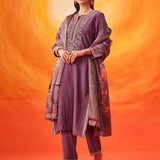 Eshira Lavender Zari Embroidered Suit Set with Dupatta