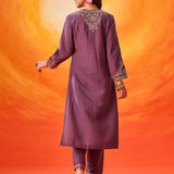 Eshira Lavender Zari Embroidered Suit Set with Dupatta
