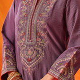 Eshira Lavender Zari Embroidered Suit Set with Dupatta