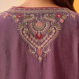 Eshira Lavender Zari Embroidered Suit Set with Dupatta