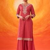 Hrida Pink Embroidered Georgette Suit Set with Dupatta