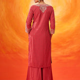 Hrida Pink Embroidered Georgette Suit Set with Dupatta