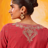 Hrida Pink Embroidered Georgette Suit Set with Dupatta