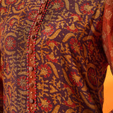 Gulrukh Purple Traditional Printed Long  Kurta Set