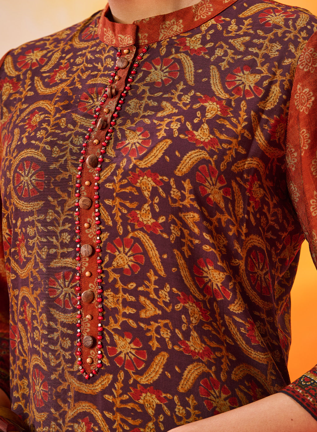 Gul Rukh Gulrukh Purple Traditional Printed Long Kurta Set – Lakshita