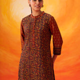 Gulrukh Purple Traditional Printed Long  Kurta Set