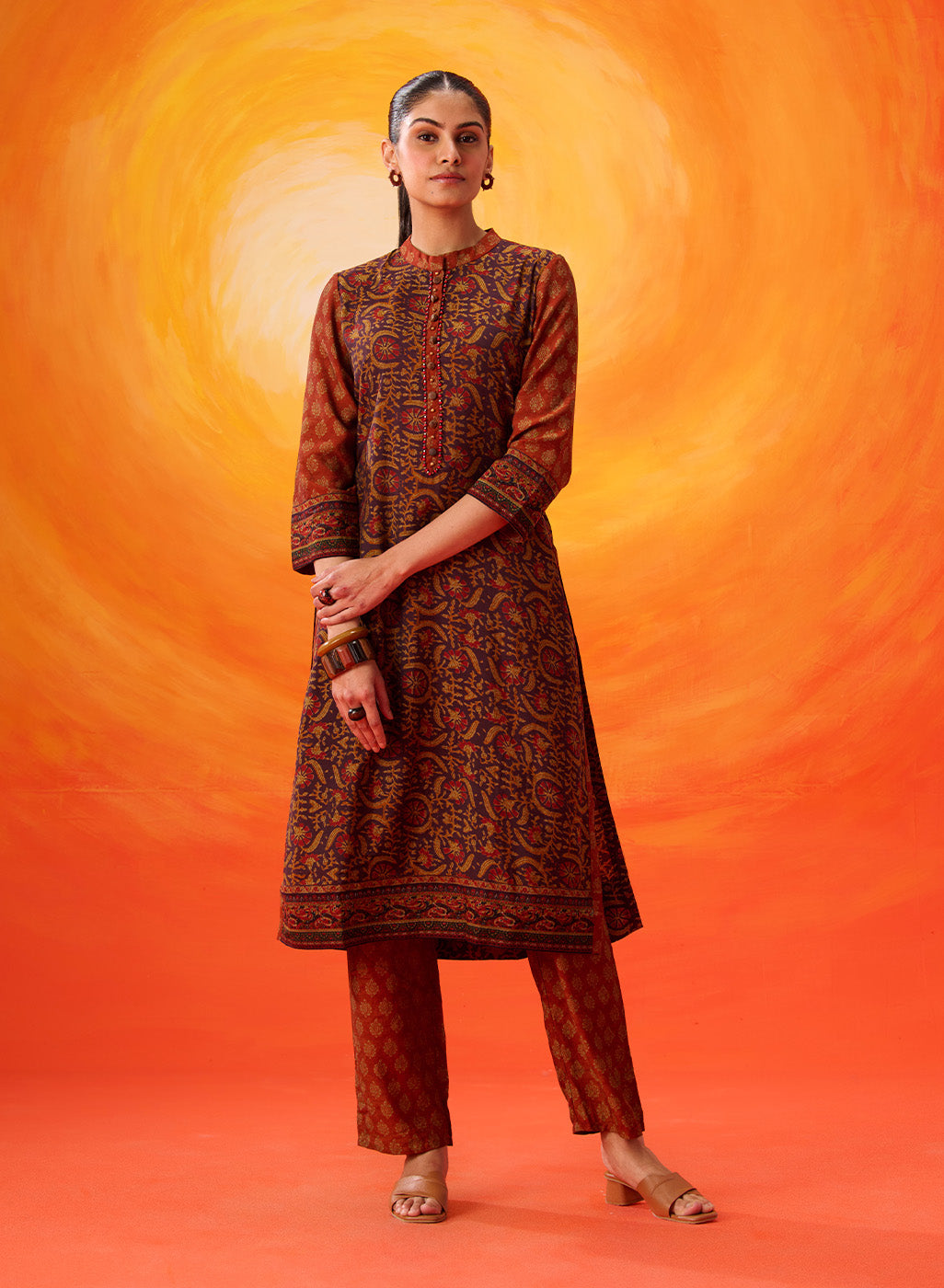 Gul Rukh Gulrukh Purple Traditional Printed Long Kurta Set – Lakshita