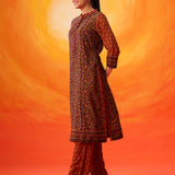 Gulrukh Purple Traditional Printed Long  Kurta Set
