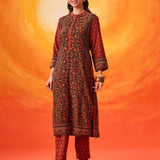 Gulrukh Black Traditional Printed Long Kurta Set