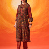 Gulrukh Green Traditional Printed Long Kurta Set