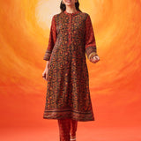 Gulrukh Green Traditional Printed Long Kurta Set