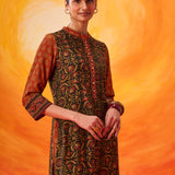 Gulrukh Green Traditional Printed Long Kurta Set