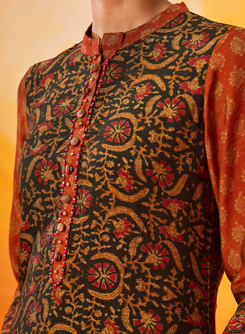 Gul Rukh Ab Gulrukh Green Traditional Printed Long Kurta Set – Lakshita