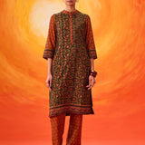 Gulrukh Black Traditional Printed Long Kurta Set