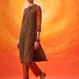 Gulrukh Black Traditional Printed Long Kurta Set