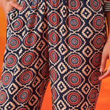 Veya Navy Geometric Printed Kurta Set