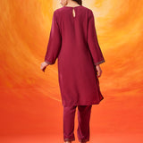 Charita Fuchsia Zari-Embroidered Kurta Set
