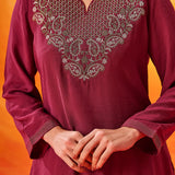 Charita Fuchsia Zari-Embroidered Kurta Set