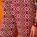 Veya Wine Geometric Printed Kurta Set